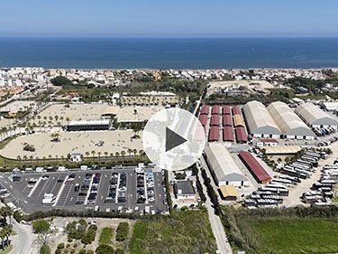 Aerial view of MET Oliva equestrian facility with multiple Risohorse riding arenas